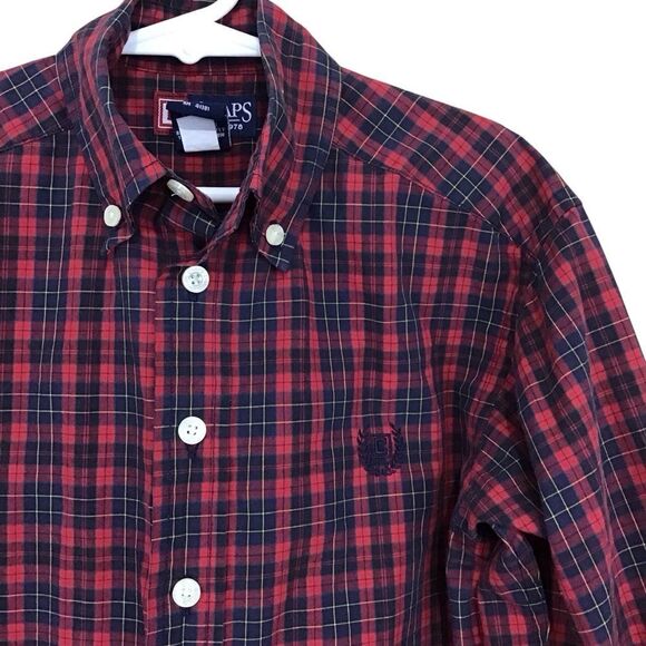 Chaps Boys S (8) Red Plaid Long Sleeve Button Down Shirt - Picture 2 of 5